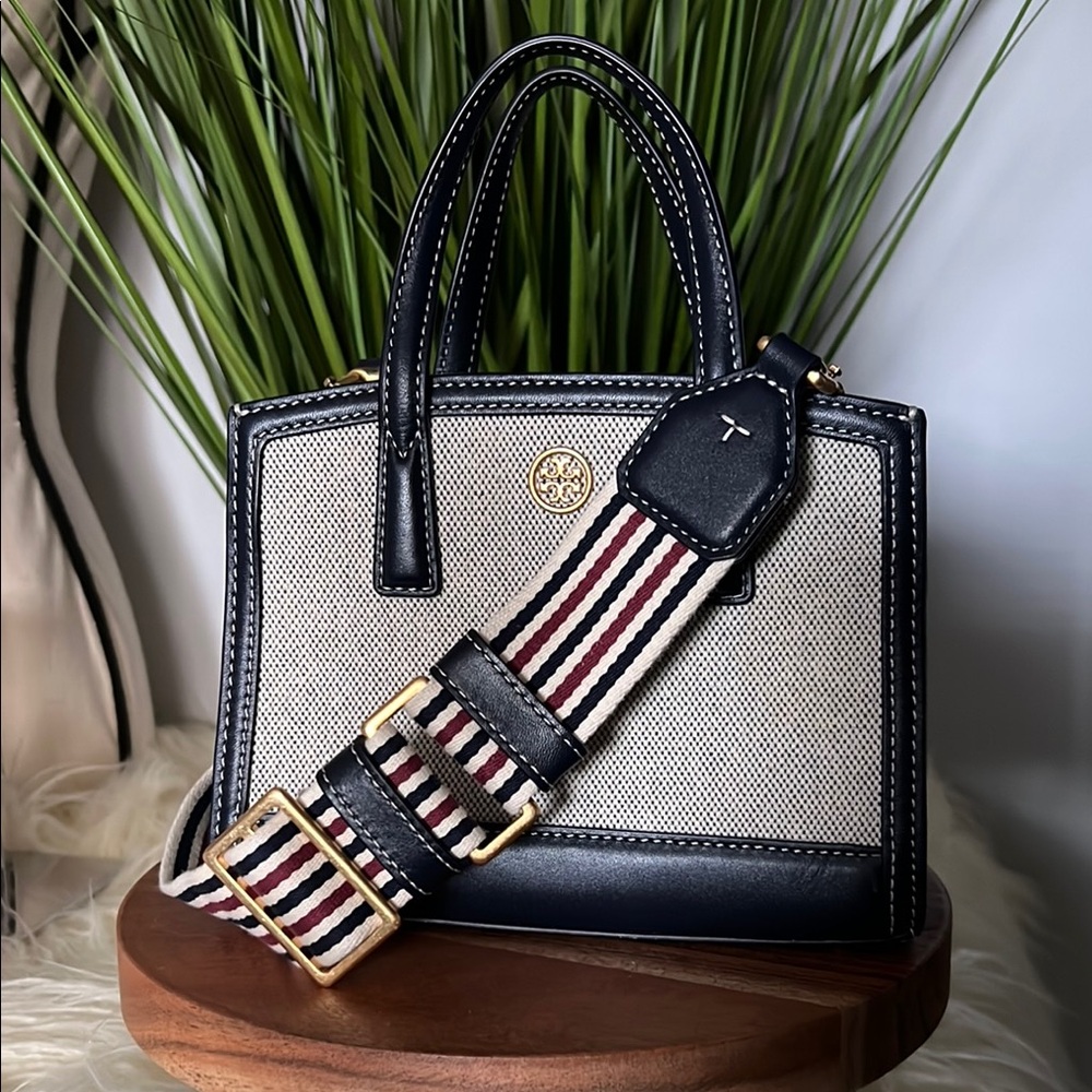 Tory Burch Navy Satchel with Structured Elegance